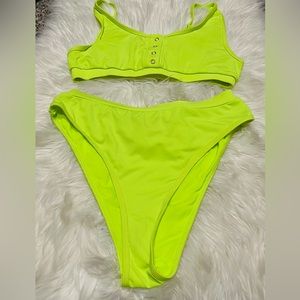 2 piece neon green bikini